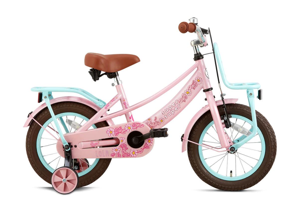 14 Tommer Pigecykel Lola Super Super Roze Turkis 3 14 Tommer Pigecykel Lola Super Super Roze Turkis