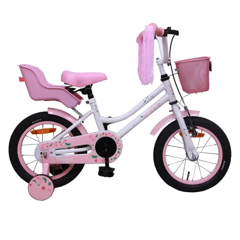 Amigo Magic 14 Tommer Pigecykel Hvid-lyserød 3 Amigo Magic 14 Tommer Pigecykel Hvid-lyserød
